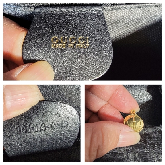 GUCCI Vintage 80's Black Canvas Leather Crossbody Bag Designer Classic Like New - Picture 9 of 12